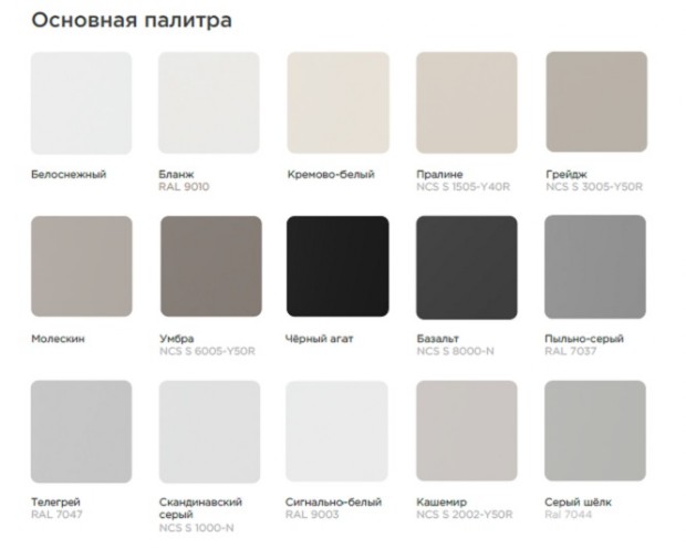 Базовая палитра для дверей в эмали
